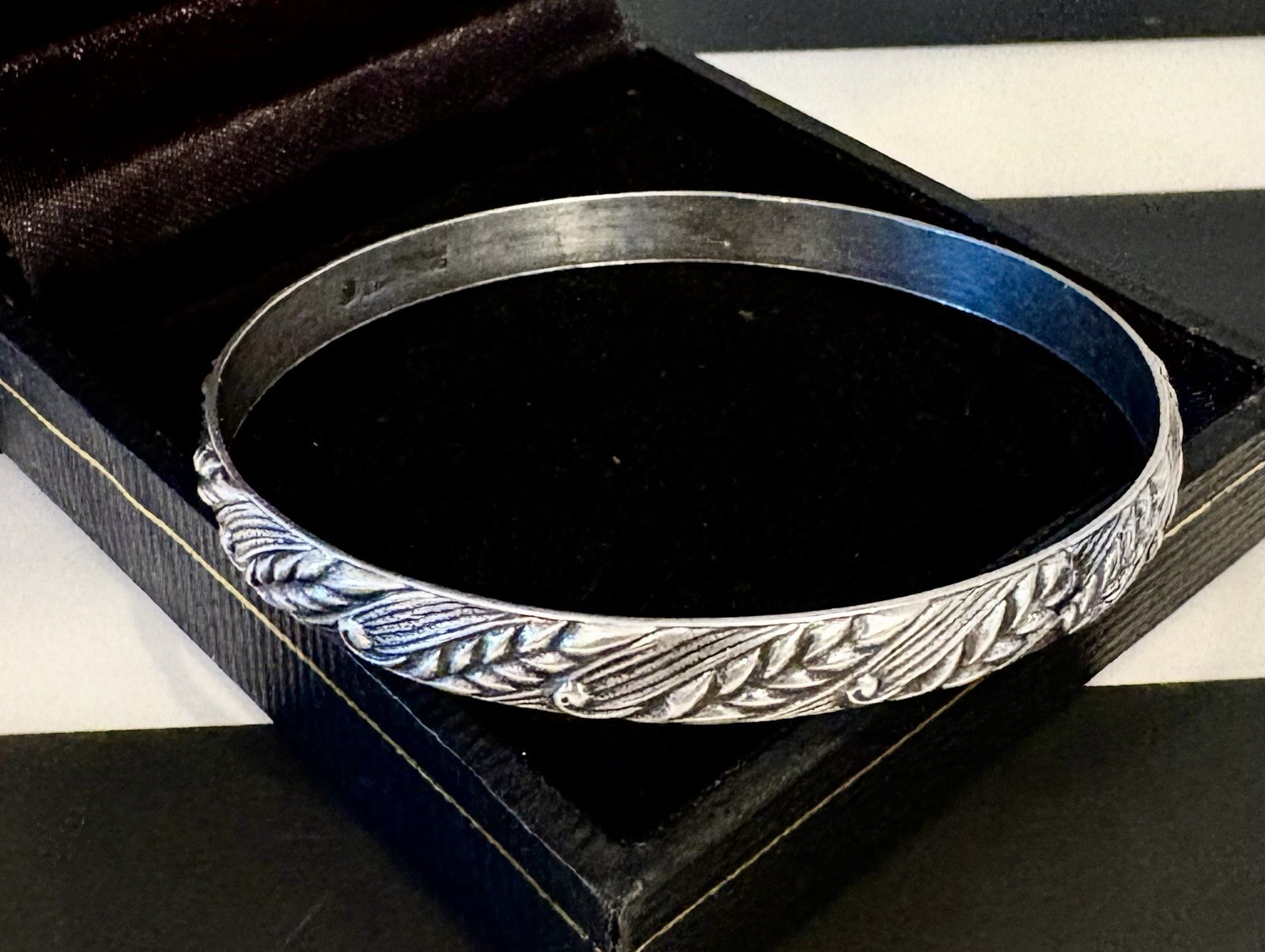 VINTAGE DECO DANECRAFT FO WHEAT STERLING 925 BANGLE BRACELET
