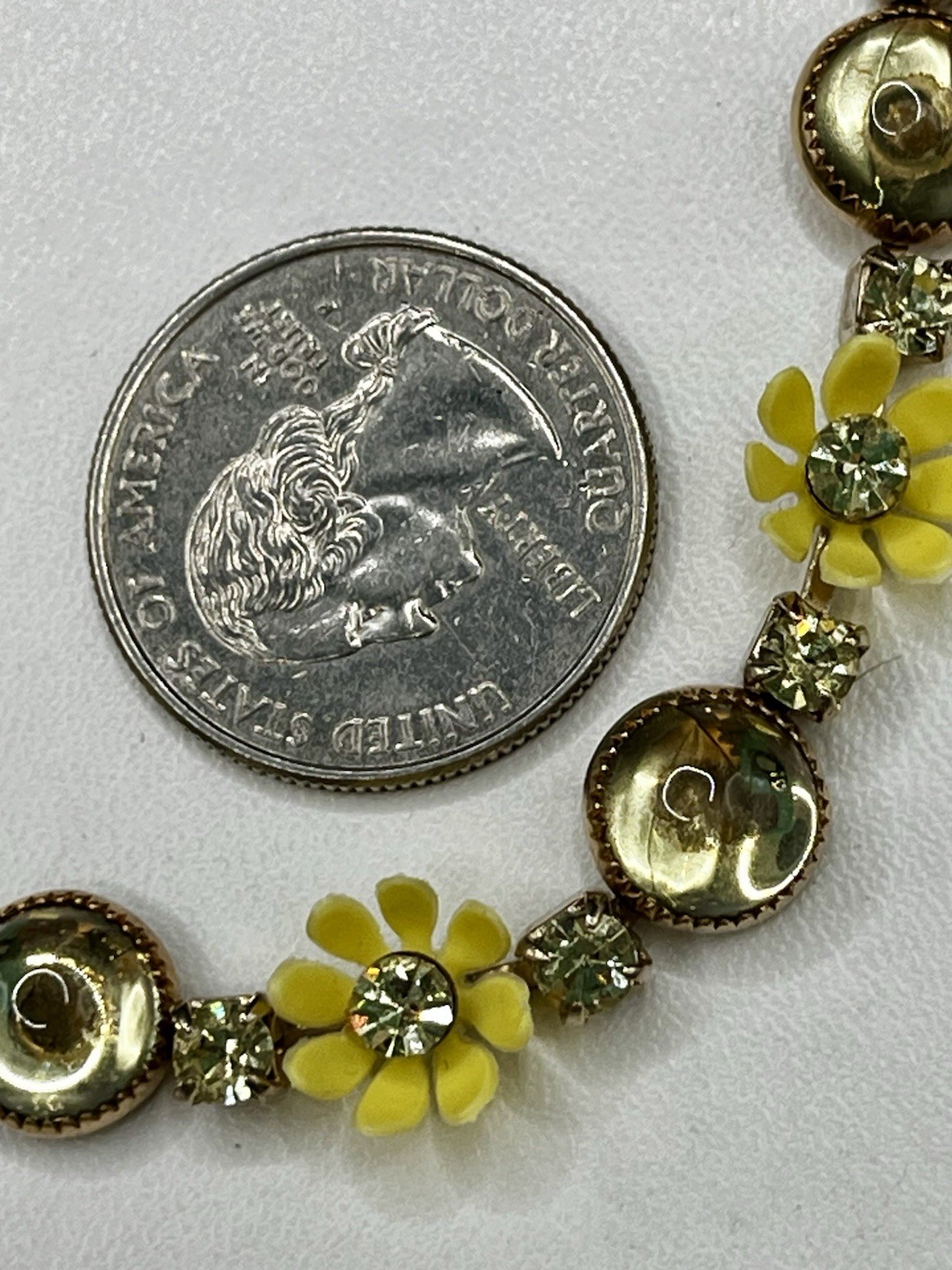 Summer Yellow Daisy Cabochon & Rhinestone MCM STYLE NECKLACE Bracelet set Choker