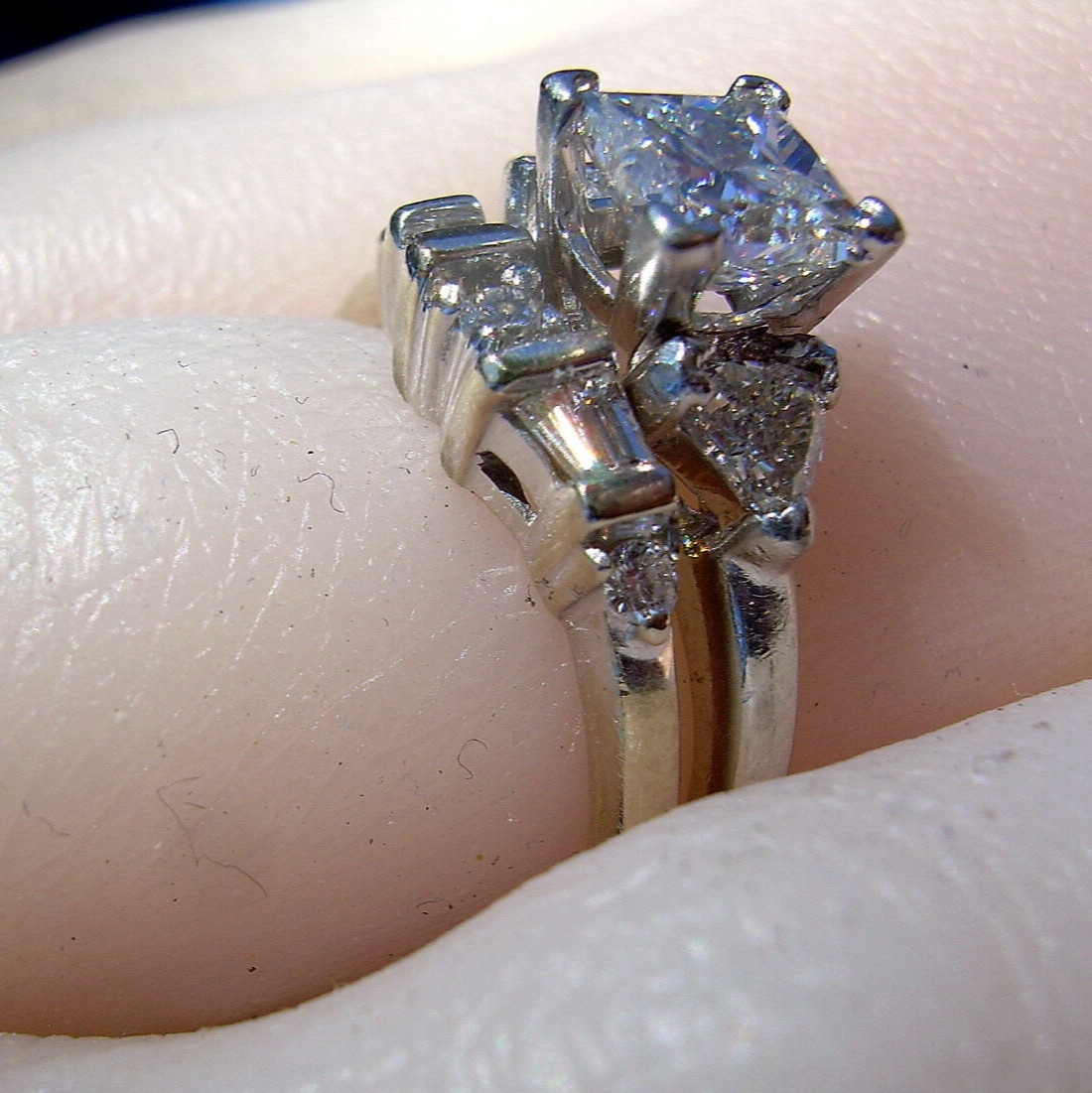 Original EARTH MINED DIAMOND Wedding Band Stack Design 14K WHITE GOLD Ring Guard