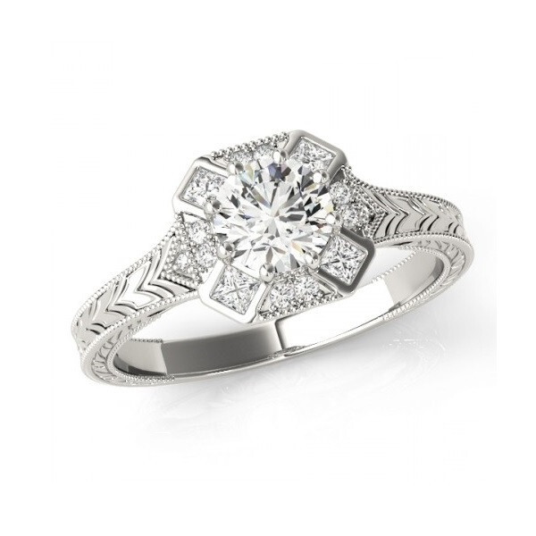 1 Ct White Round Cut Simulated Diamond Retro Art Deco Antique Ring In 925 Silver