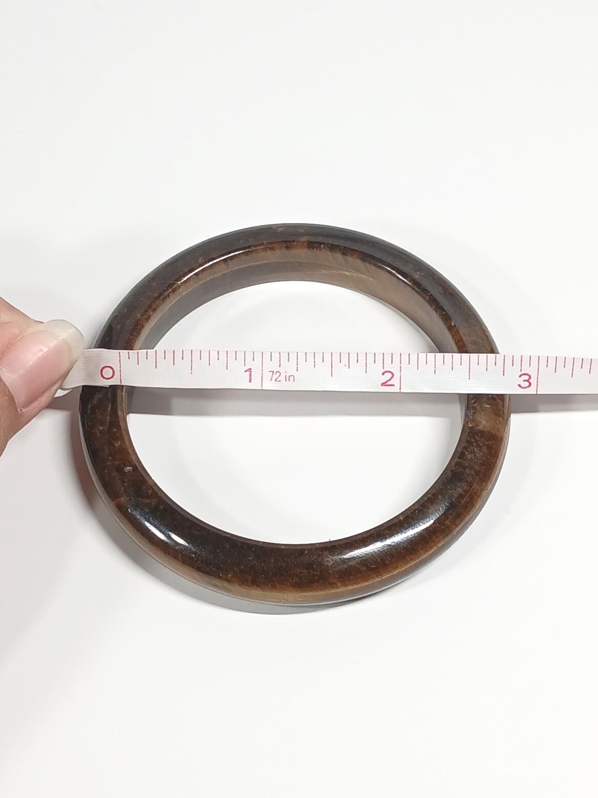Golden Brown Jadeite Bangle 67mm Tiger Vein Pattern