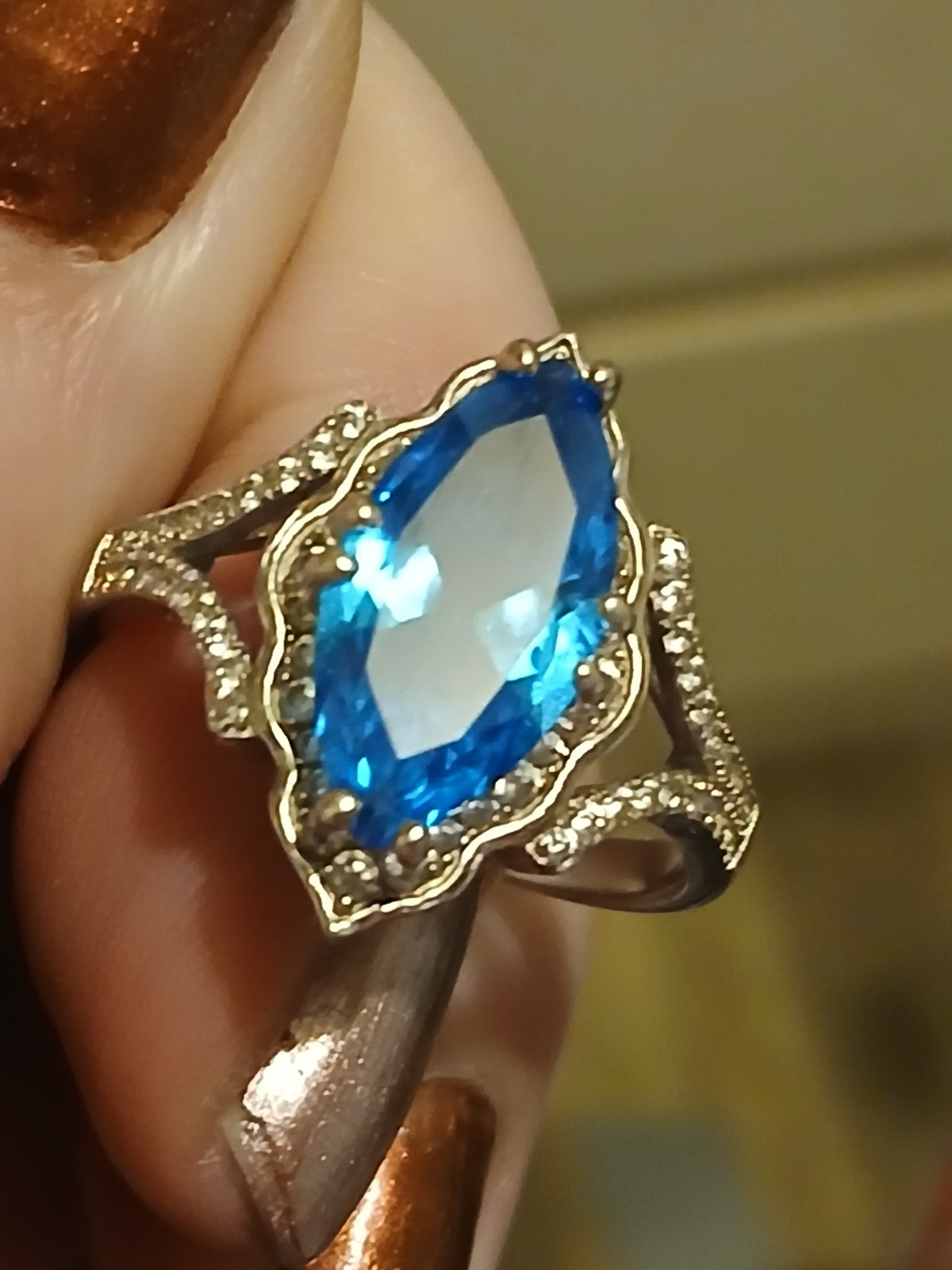 Stunning 6ctw Blue Spinel & Topaz Ringsz 11 925 Sterling Silver