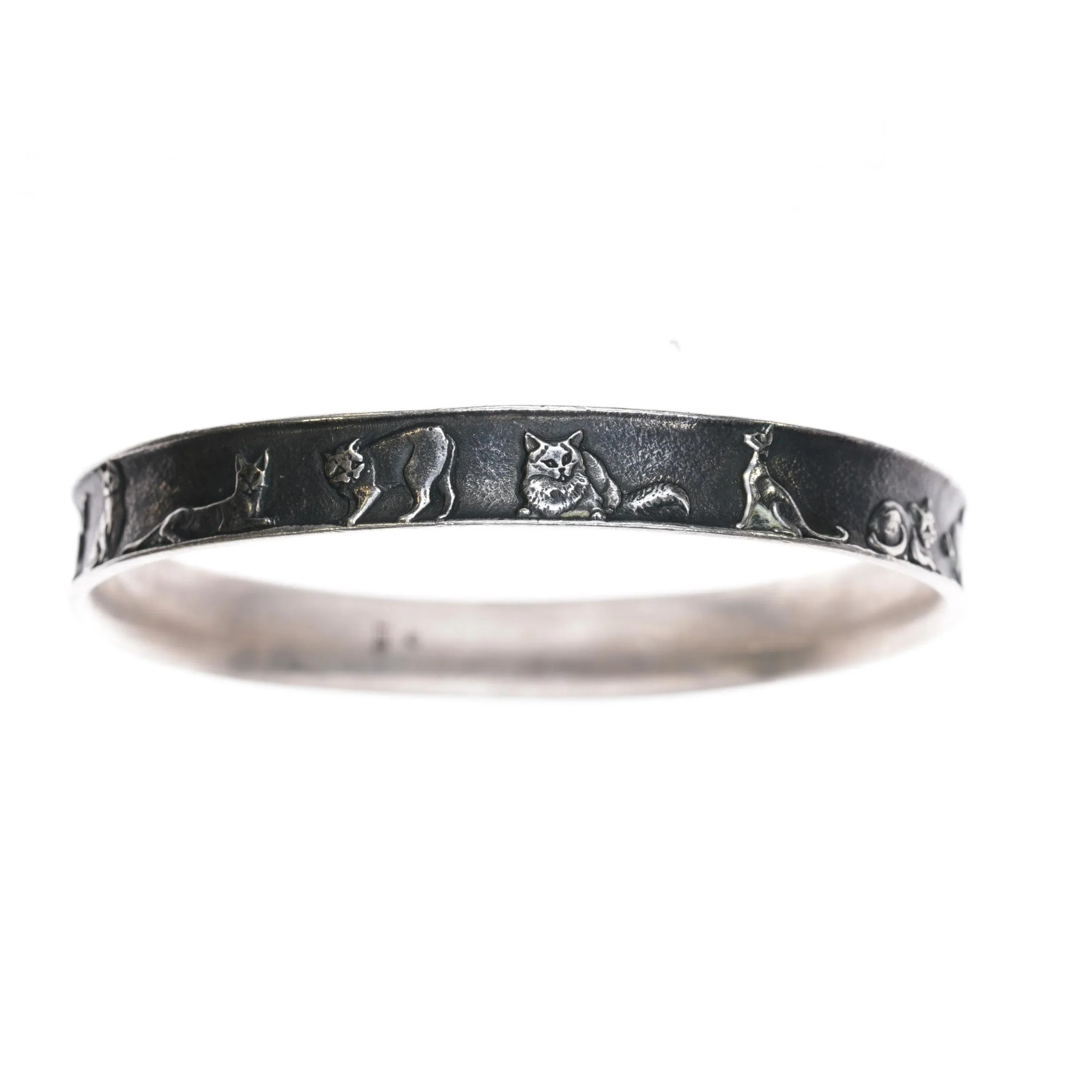 8″ Retired James Avery Sterling Exotic Cats bangle bracelet