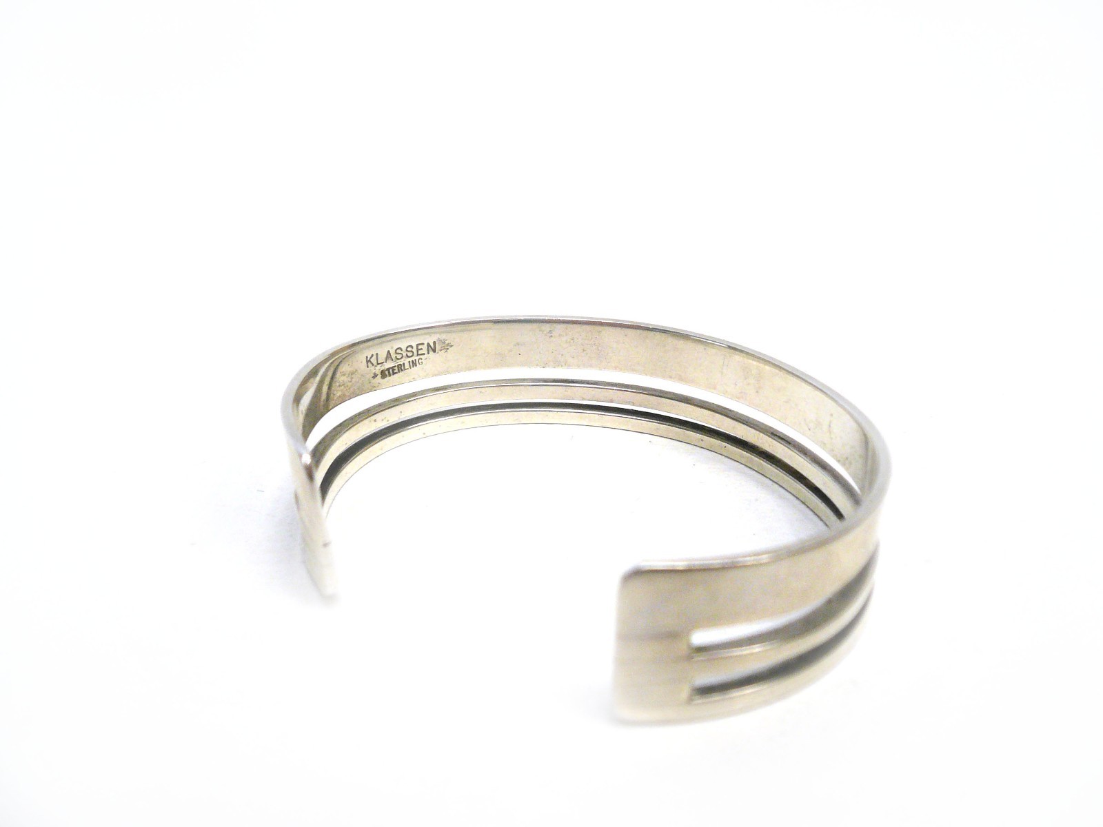 Designer Signed Klassen Contemporary Modernist Sterling Silver Cuff Bracelet