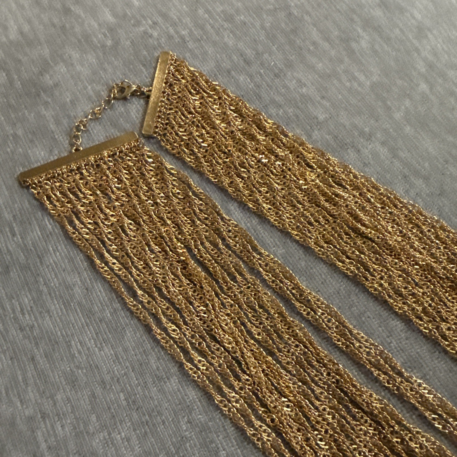 Vintage Gold Tone Multi Chain Cascading Statement Necklace