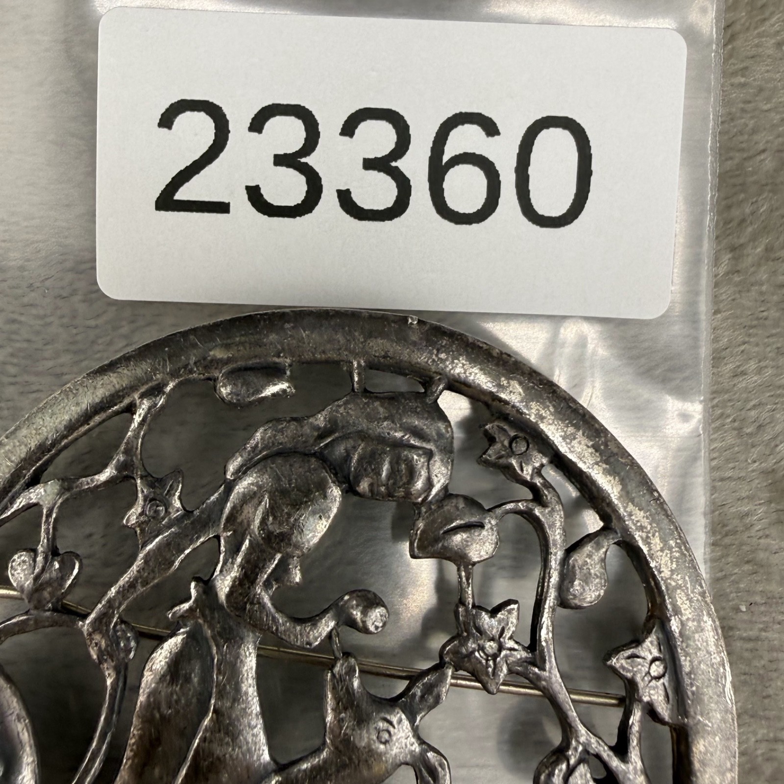 Vintage Little Nemo Brooch Silver Tone Girl with Deer Signed