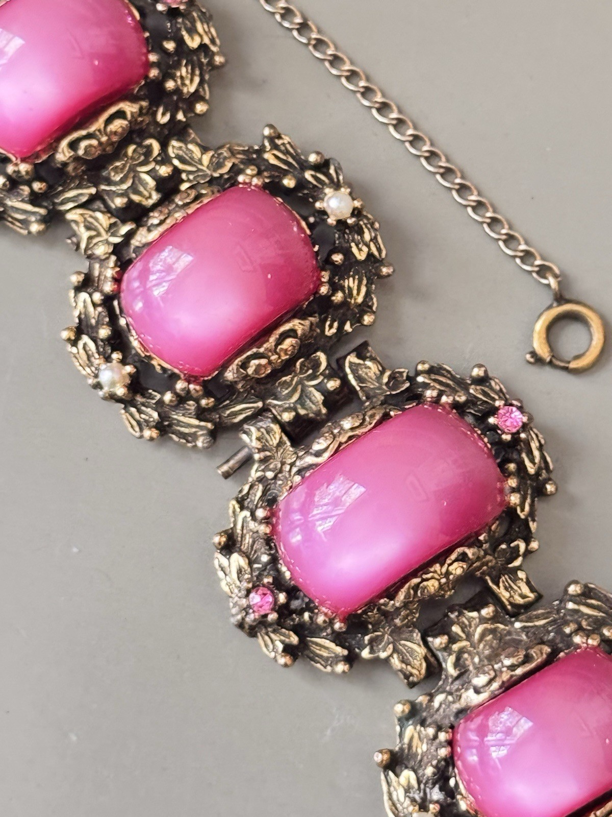 Vintage SELRO SELINI Baroque Necklace, Bracelet & Earring Set, Pink Moon Glow