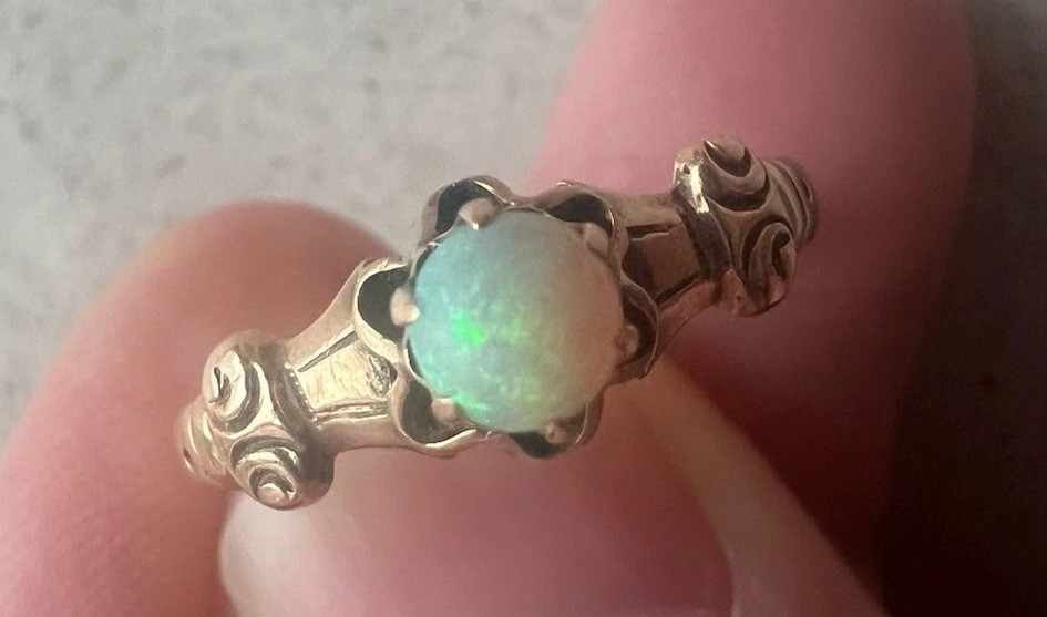 Victorian Antique Opal 10k Yellow Gold Ring Size 7.25 Reduced! Intricate Belt
