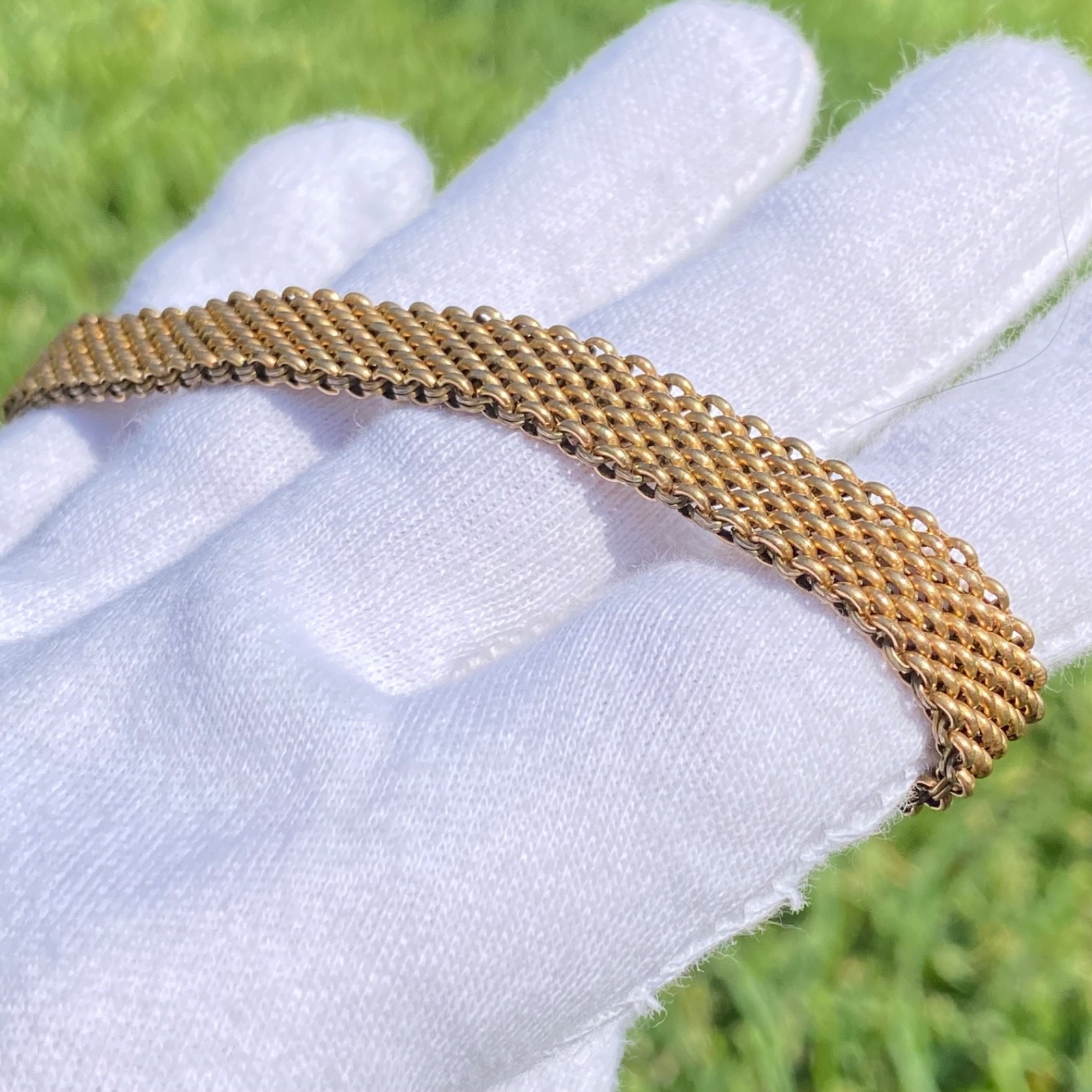 Antique Gold Filled or Rolled Gold Victorian Mesh Slide Wedding Bracelet