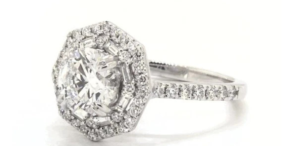 Attractive Art Deco Halo Design In 925 Sterling Silver & Moissanite Wedding Ring