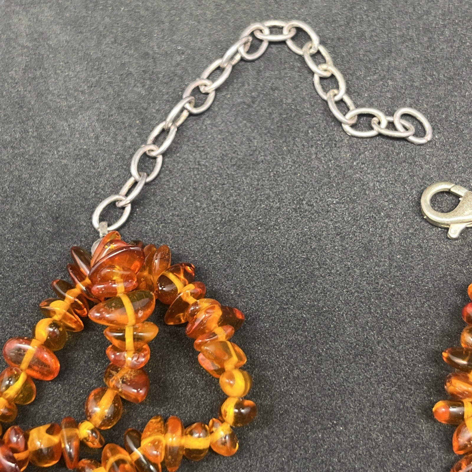 VTG Polished Baltic Amber small Chunk Stone Beaded 16″ Necklace 3 strand 30g