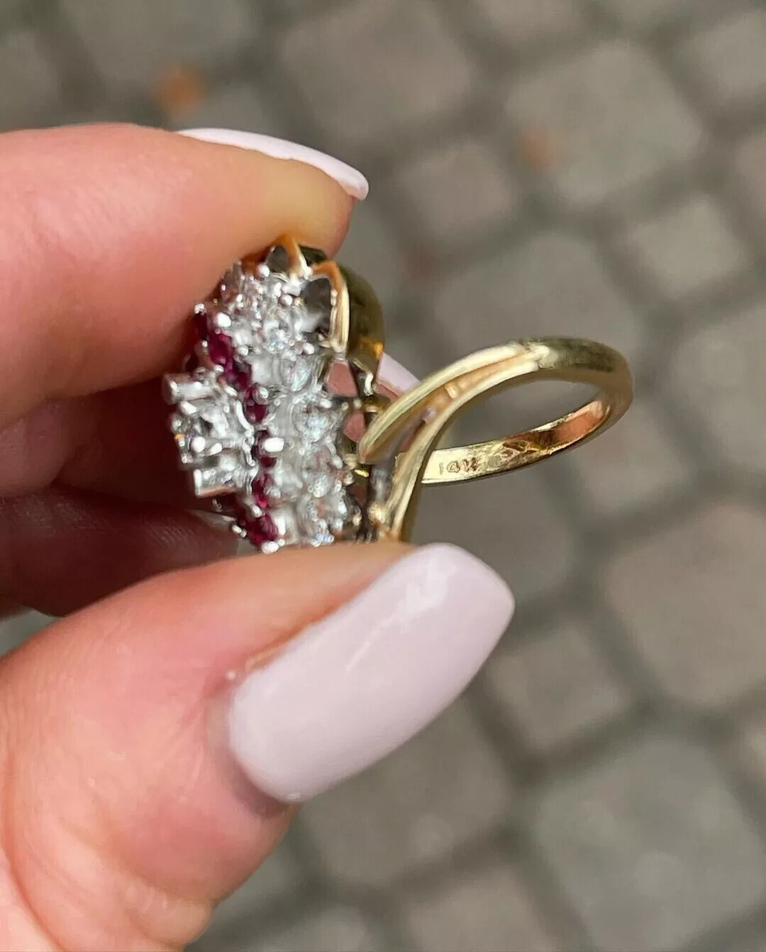 2Ct Art Deco Style Lab Created Diamond & Ruby Cocktail Wedding 14K Gold FN Ring