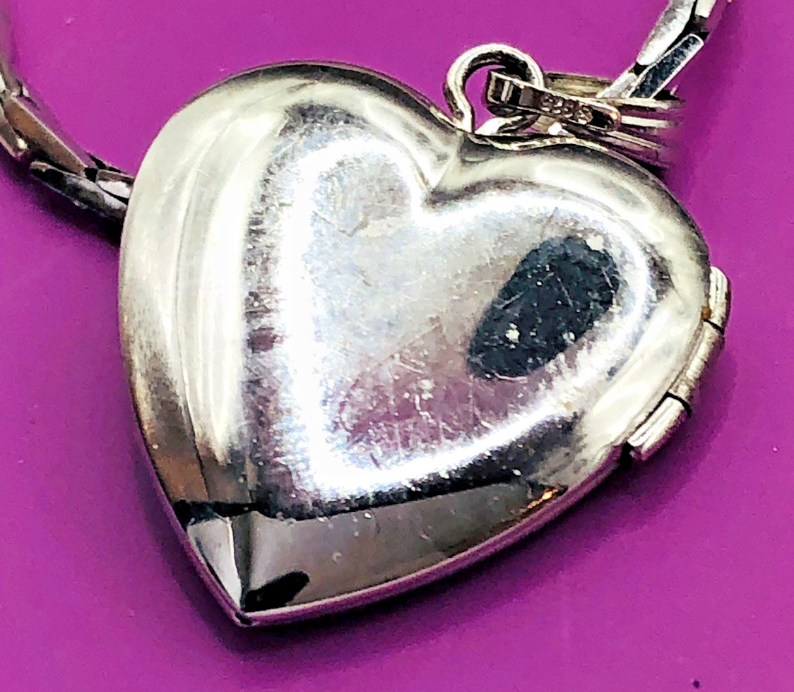 Vtg. GIVENCHY 25 In Silver Tone Chain with Sterling Silver Heart Locket.