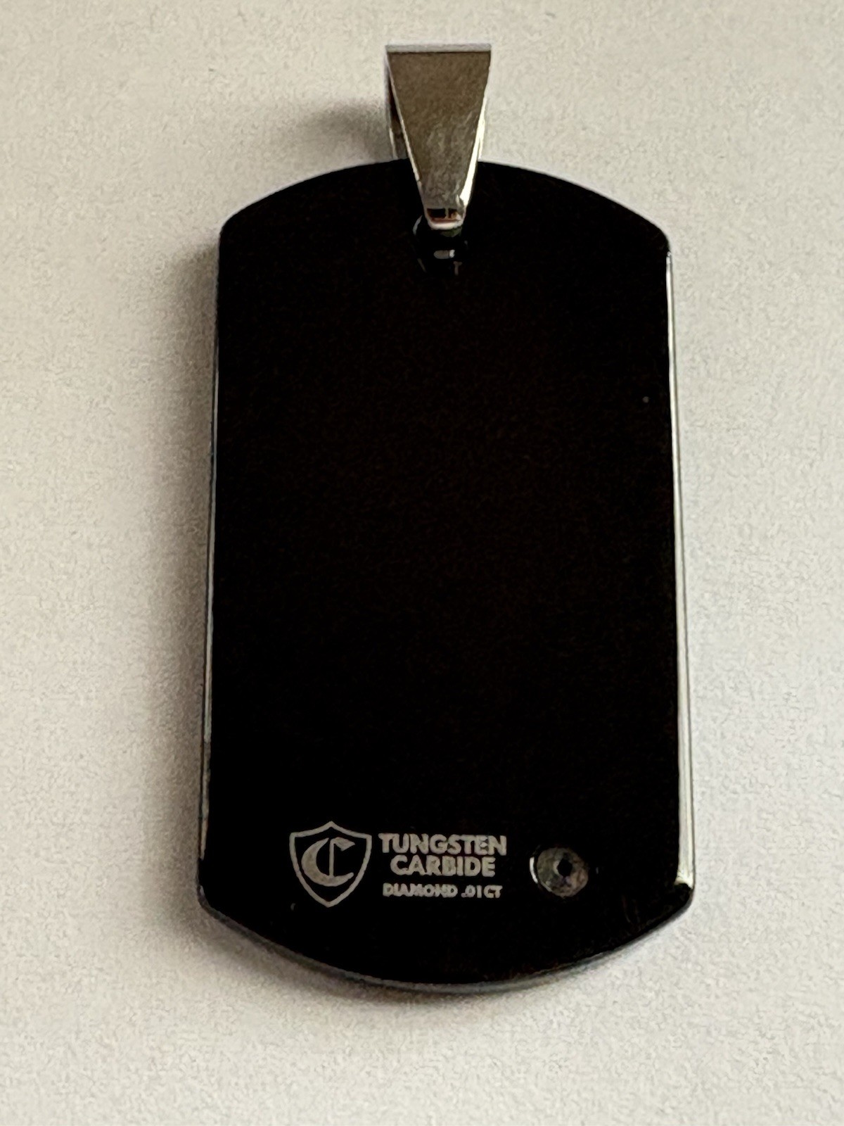 TUNGSTEN CARBIDE Diamond Black Dark Grey Dog Tag Pendant