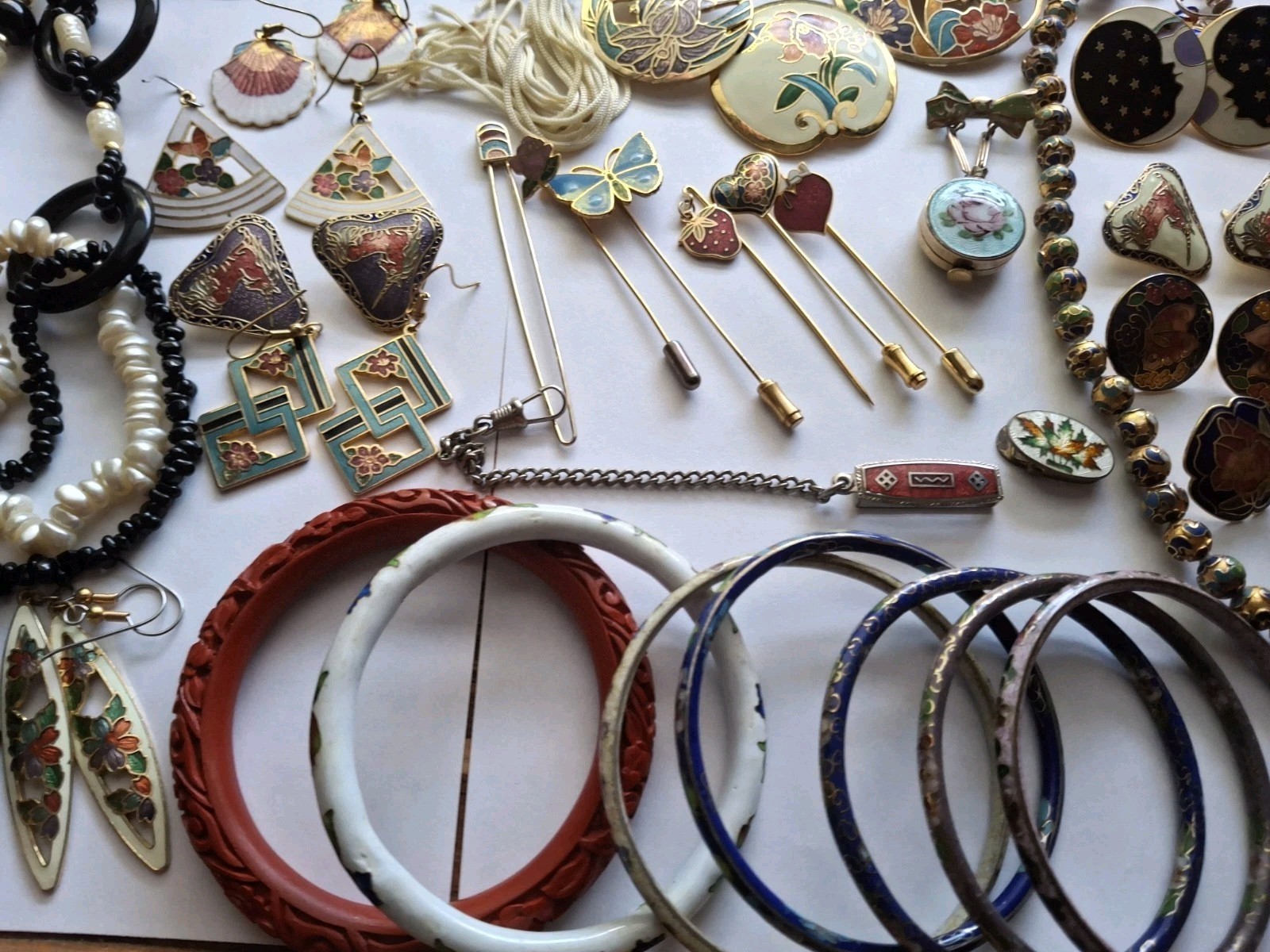 Vintage Cloisonne Jewelry 44 Mixed Jewelry Earrings Necklaces Braclets & More