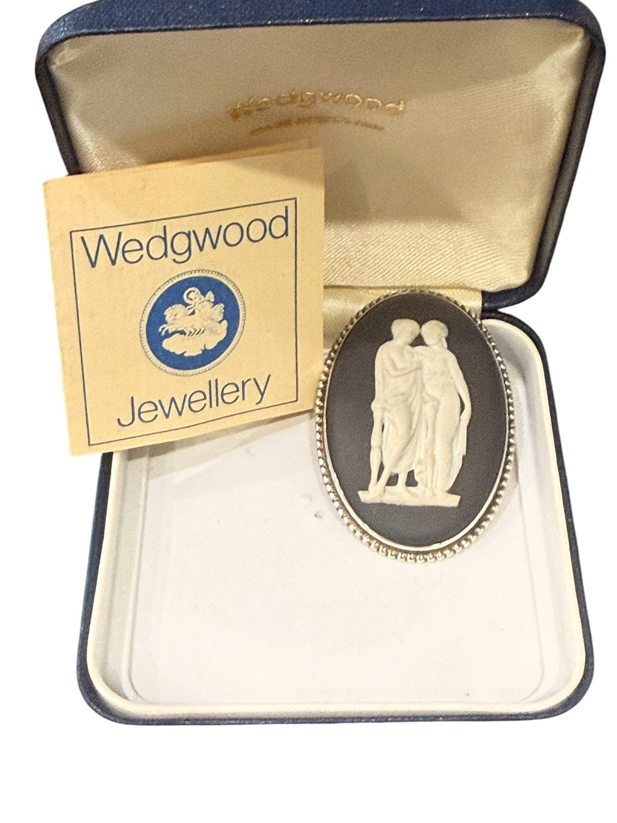 Vintage Wedgewood Goddess Cameo Sterling Silver Brooch In Original Box