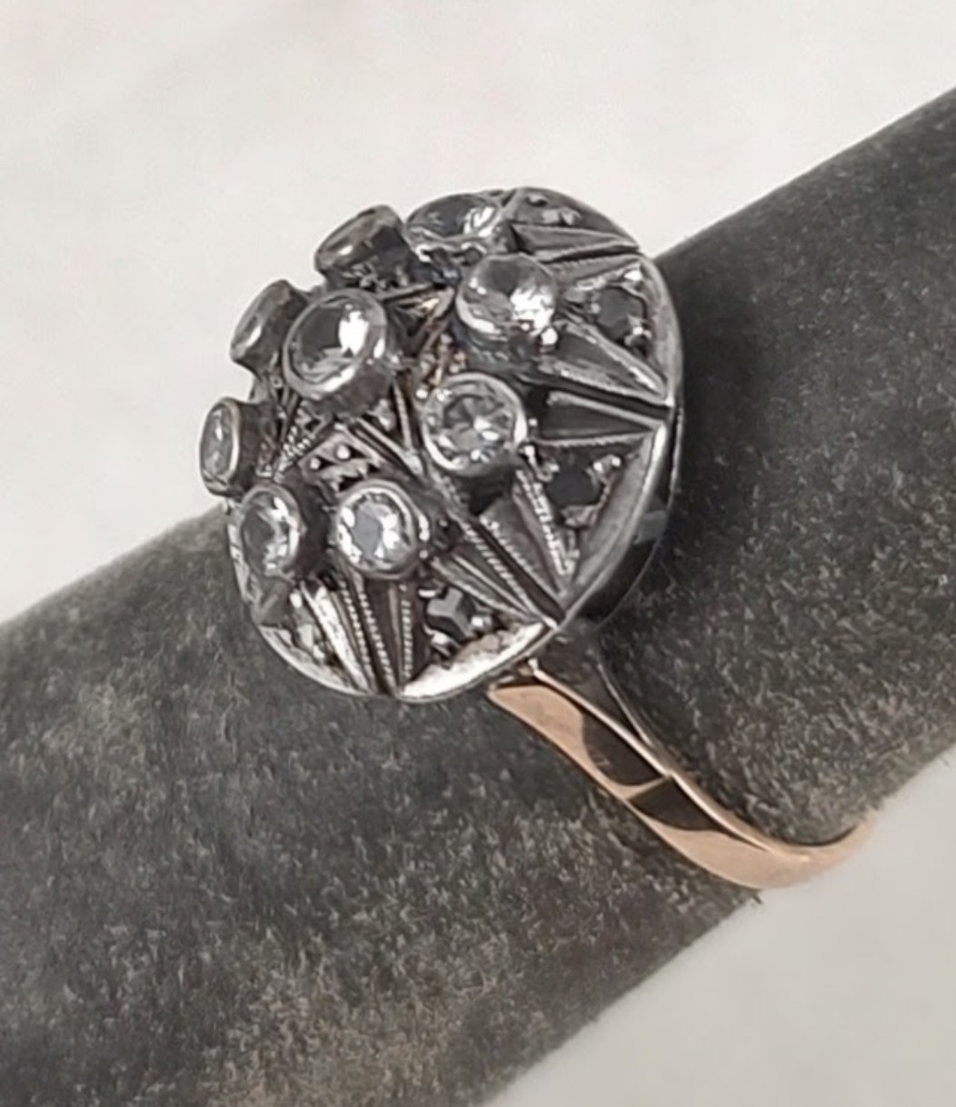 RARE Antique ESTATE 18K Band Sterling Top Spinel Stone Victorian Era Ring Sz 5.5