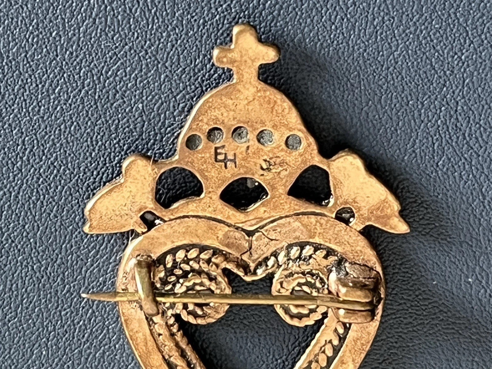 Charming Eivind Hillestad EH Bronze Heart Brooch Vintage