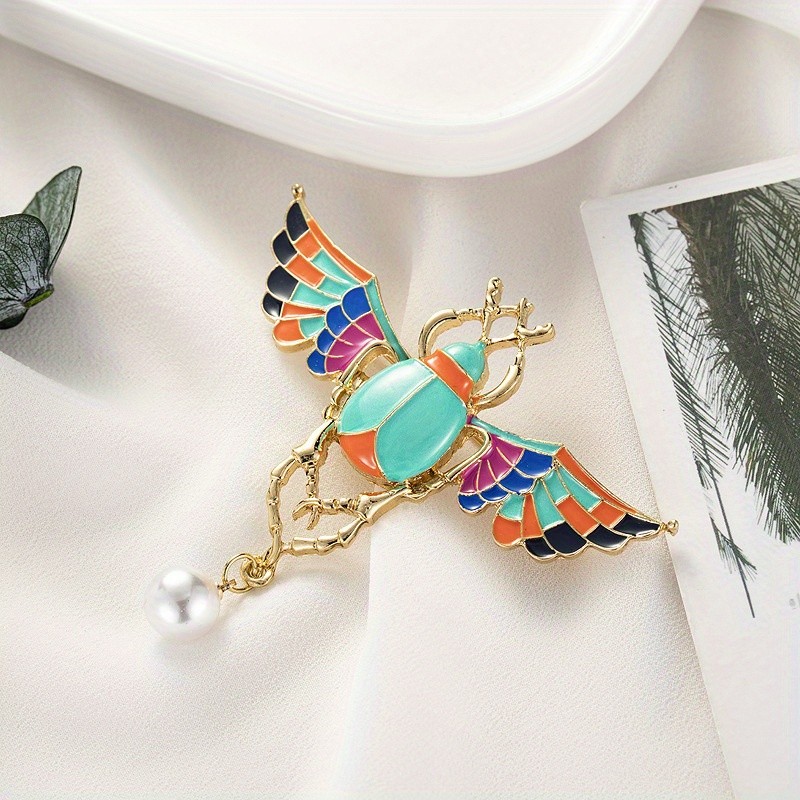 Elegant Colored Enamel Beetle Brooch Pin Corsage Luxury Jewelry Holiday Gift