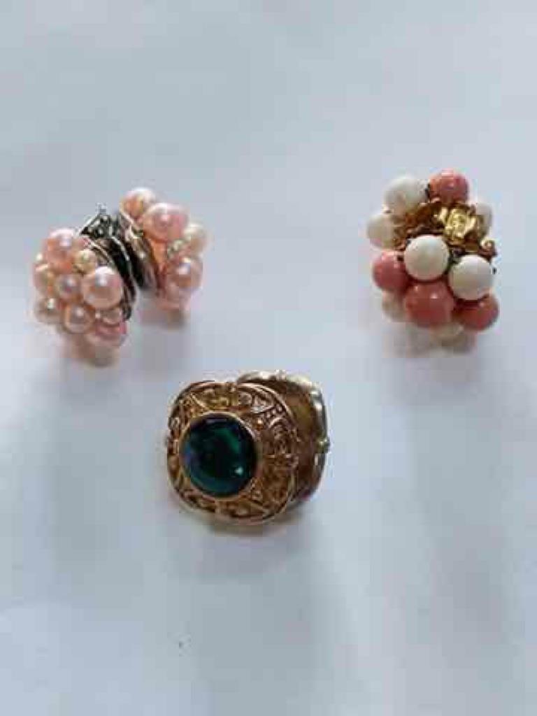VTG LOT – 3 PAIR CLIP ON EARRINGS – HONG KONG, JAPAN – COSTUME JEWELRY