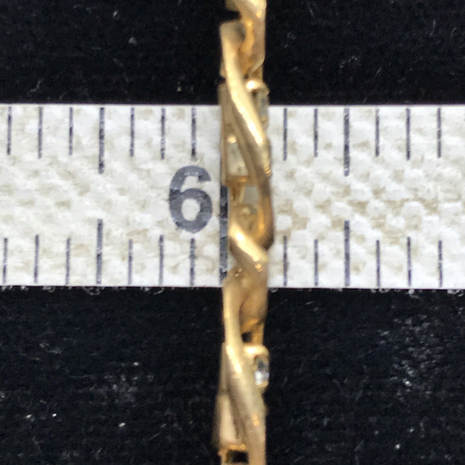Vintage Delicate Gold Tone Chain & Crystal Accented Tennis Bracelet sz 6.75″