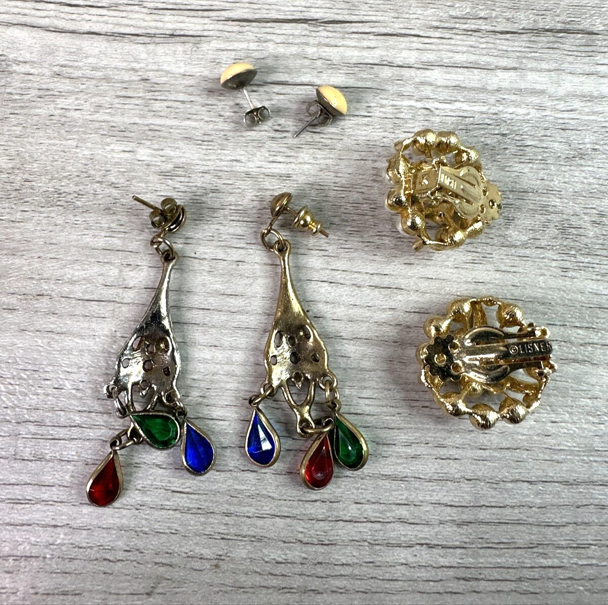 Vintage Lot Of 3 Various Earrings Unbranded & Lisner