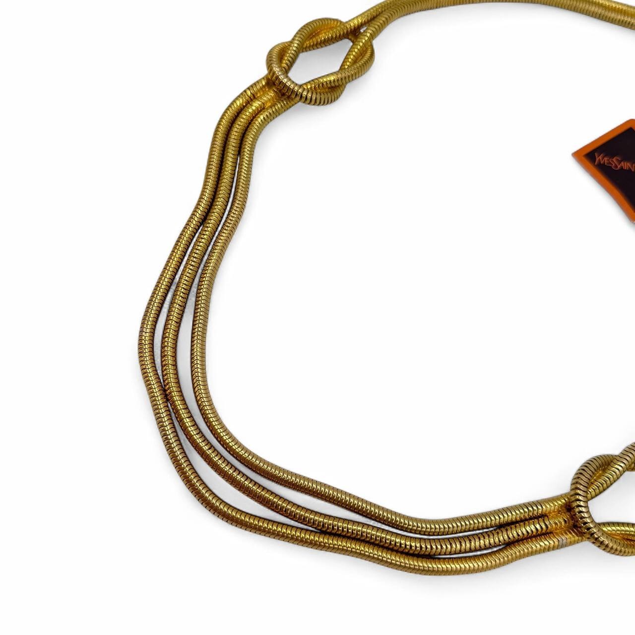 Rare Yves Saint Laurent YSL Gold Tone Snake Chain Necklace 1970s