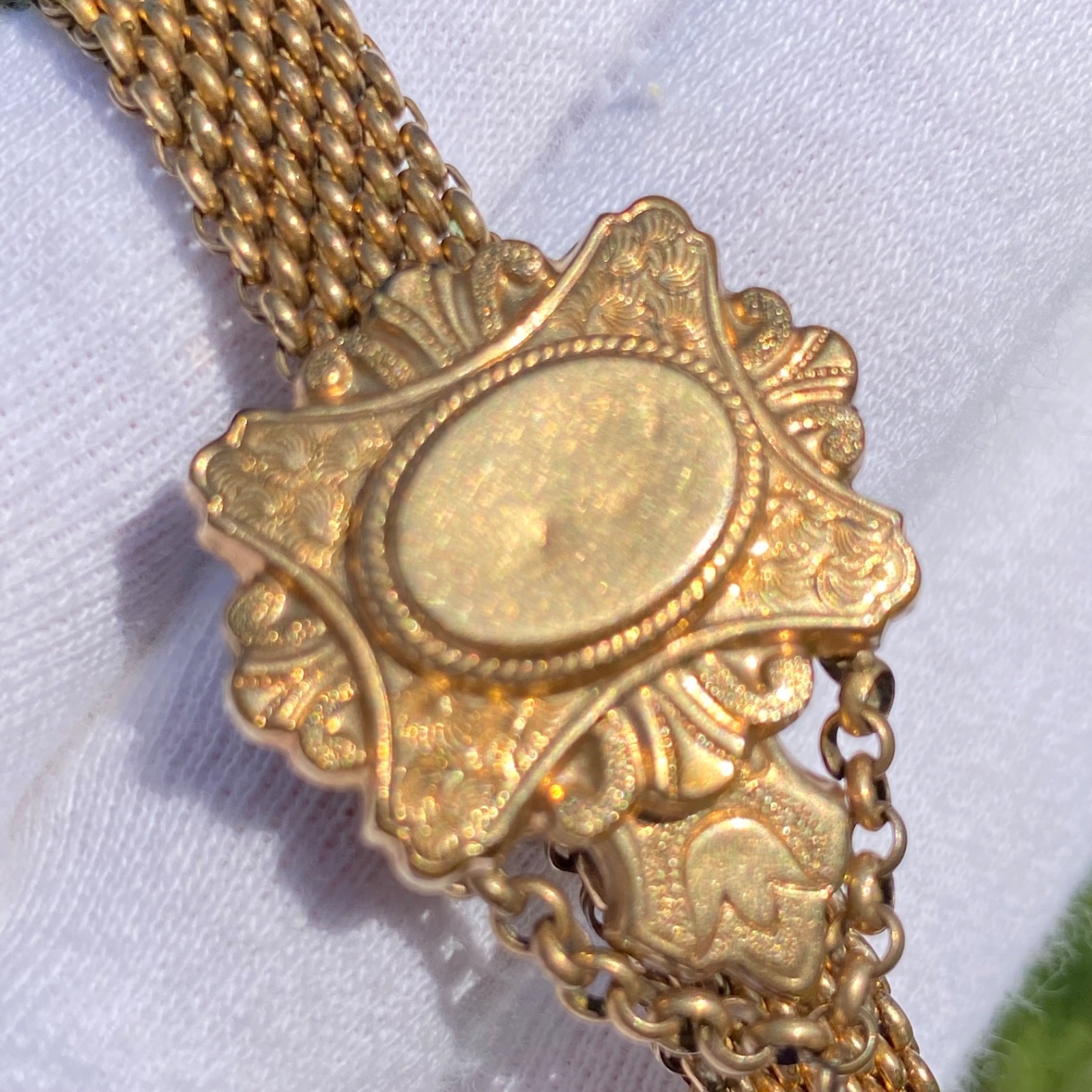 Antique Gold Filled or Rolled Gold Victorian Mesh Slide Wedding Bracelet