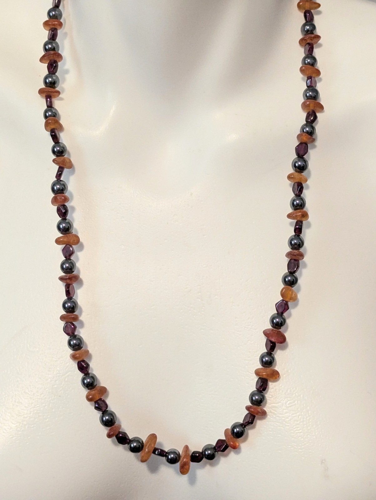 Vtg Handmade Necklace Lot Hematite Pearl Carnelian Garnet Beads Gold Filled
