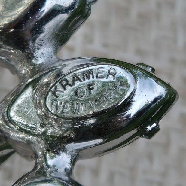 Vintage Kramer of New York Rhinestone Brooch Glamorous large Crystal Pin MCM 2″
