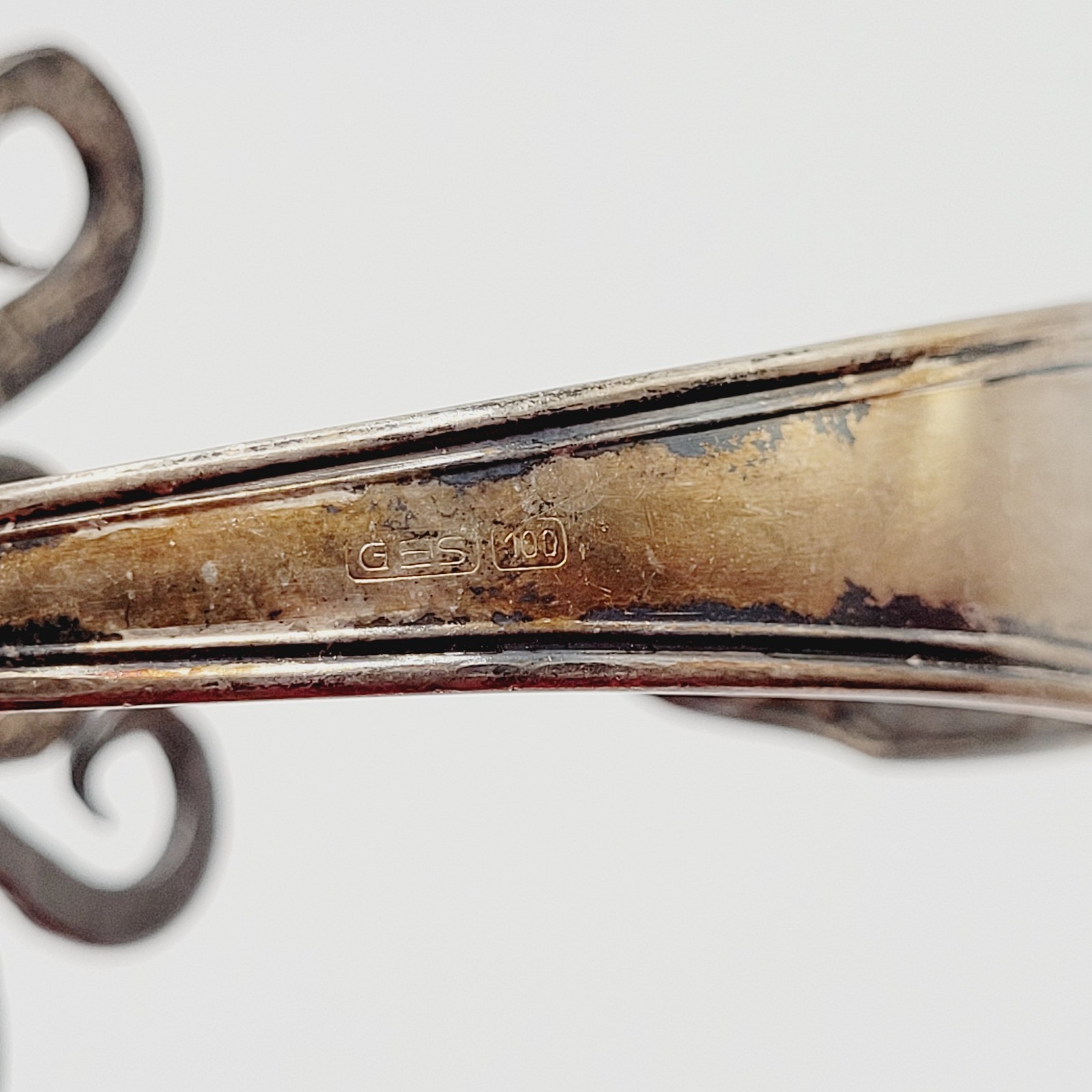 Silverware Silver Plated Fork Cuff Bracelet GES 100 Germany Heavy Tarnish Wear