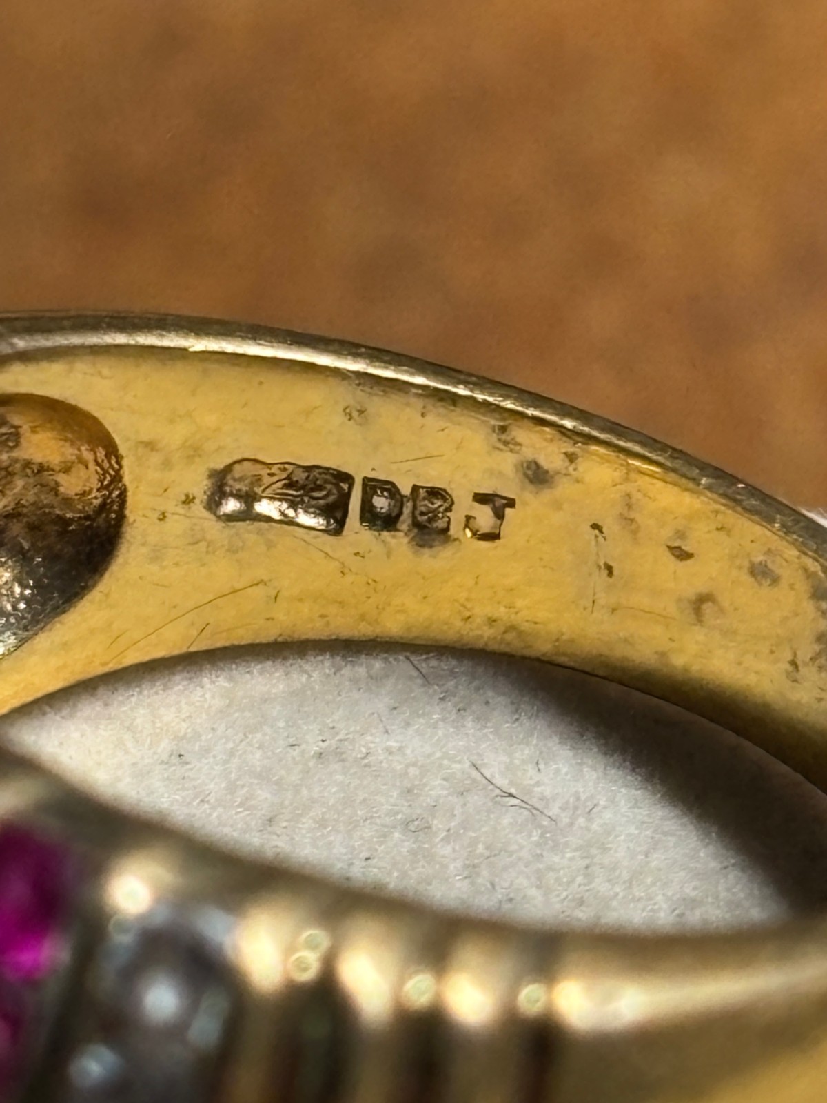 Vtg DBJ DEE BERKLEY Jewelry 925 sterling silver gold RUBY & CZ men’s RING size 8