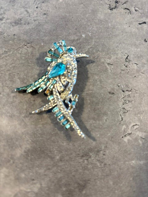 Vintage Jeweled Birds; Swan, Peacock,etc Brooches Lot of 5 Multicolored Pins