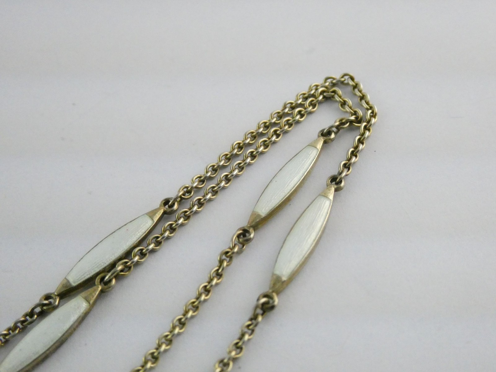 Gubelin Swiss White Guilloche Enamel Watch Necklace Sterling Silver WORKING 30g