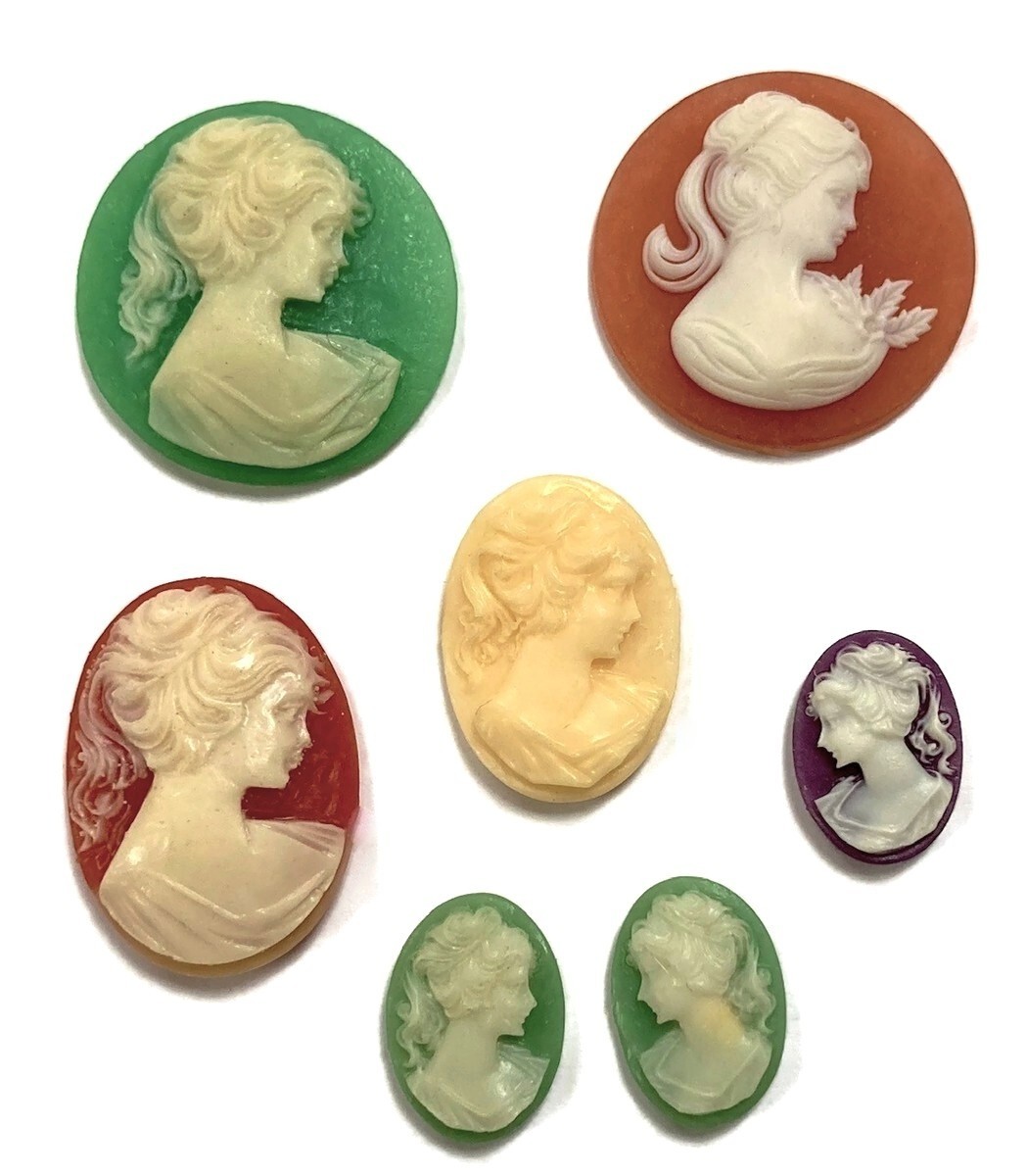 15 Vintage Resin Cameos (West German, Hong Kong, Japan) DIY Jewelry Crafting C82