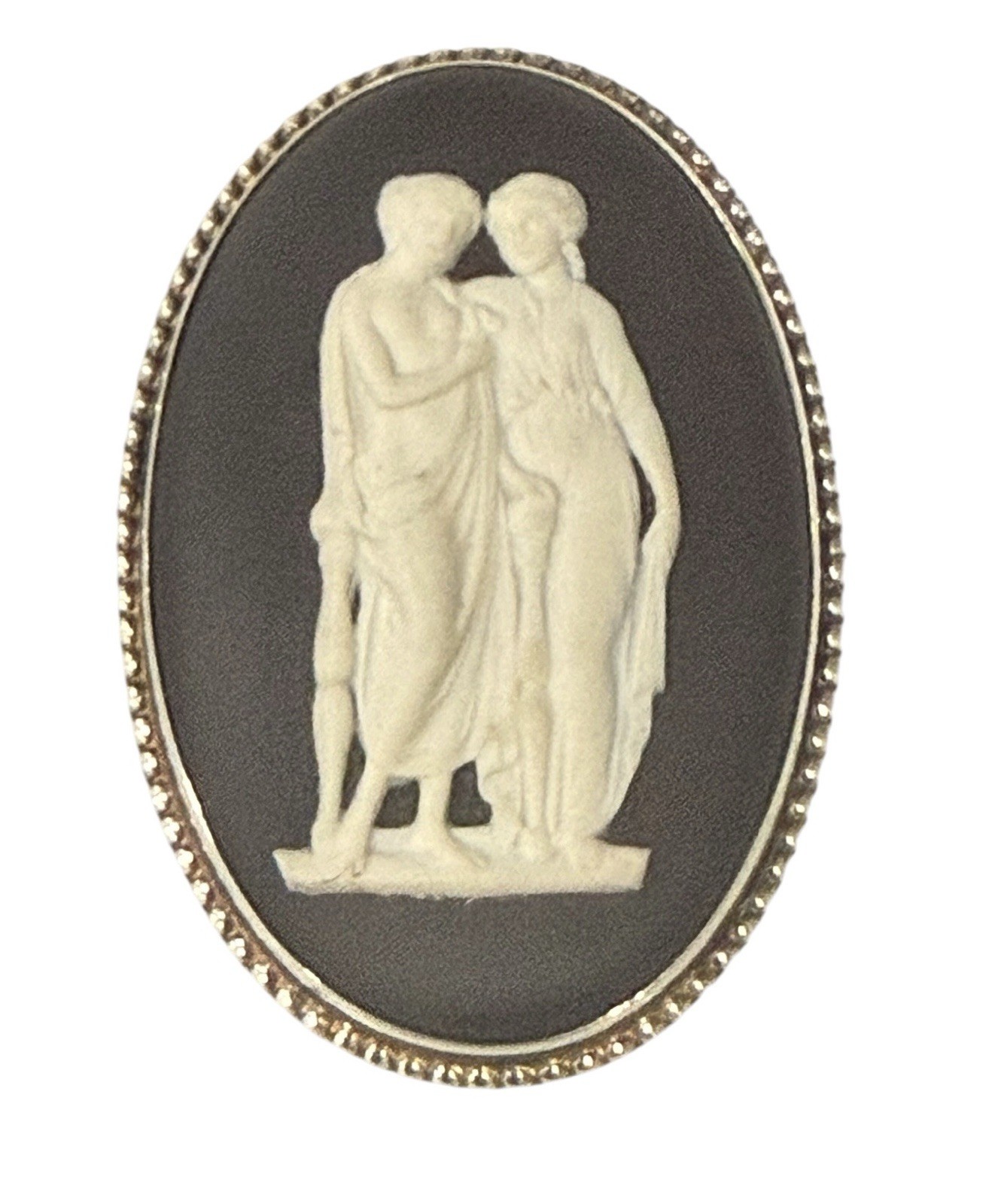 Vintage Wedgewood Goddess Cameo Sterling Silver Brooch In Original Box