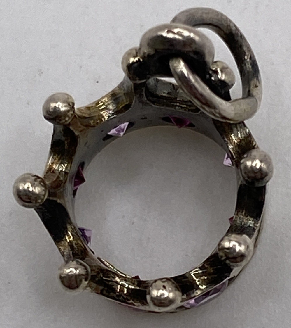 Brown County Sterling Silver Rhinestone Purple Charm 2.3g 1/2”