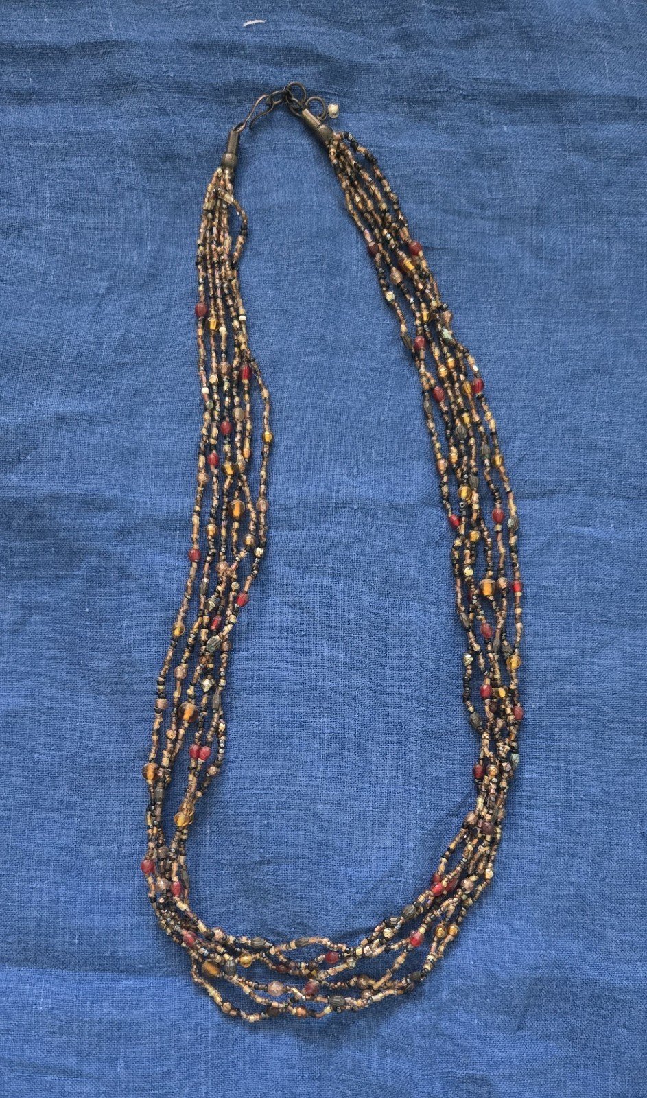 Vintage Multi-Strand Earth Tone Beaded Necklace – Boho Chic​