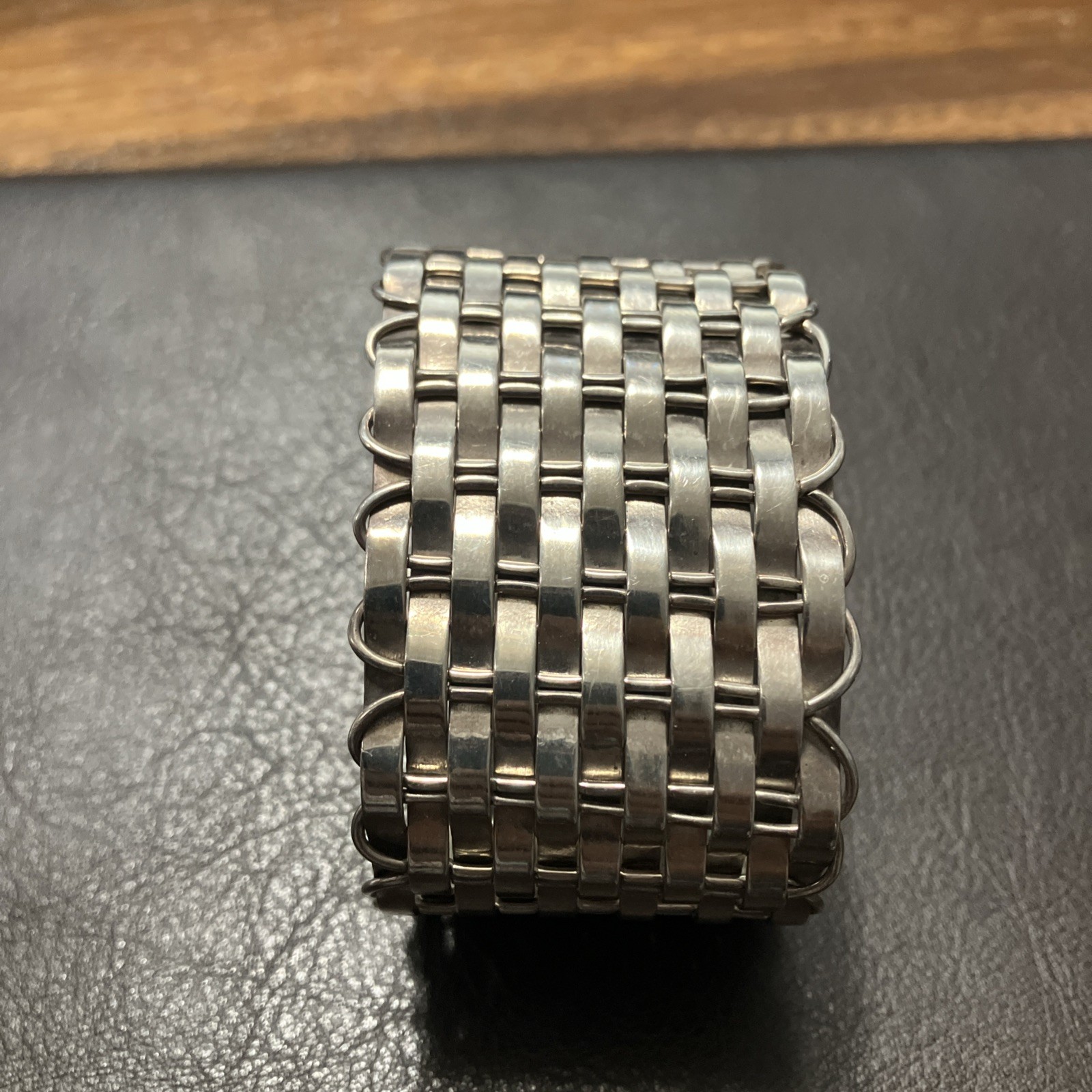 Sterling Silver 925 Cuff Woven 54.4 Grams Adult Unisex Adjustable