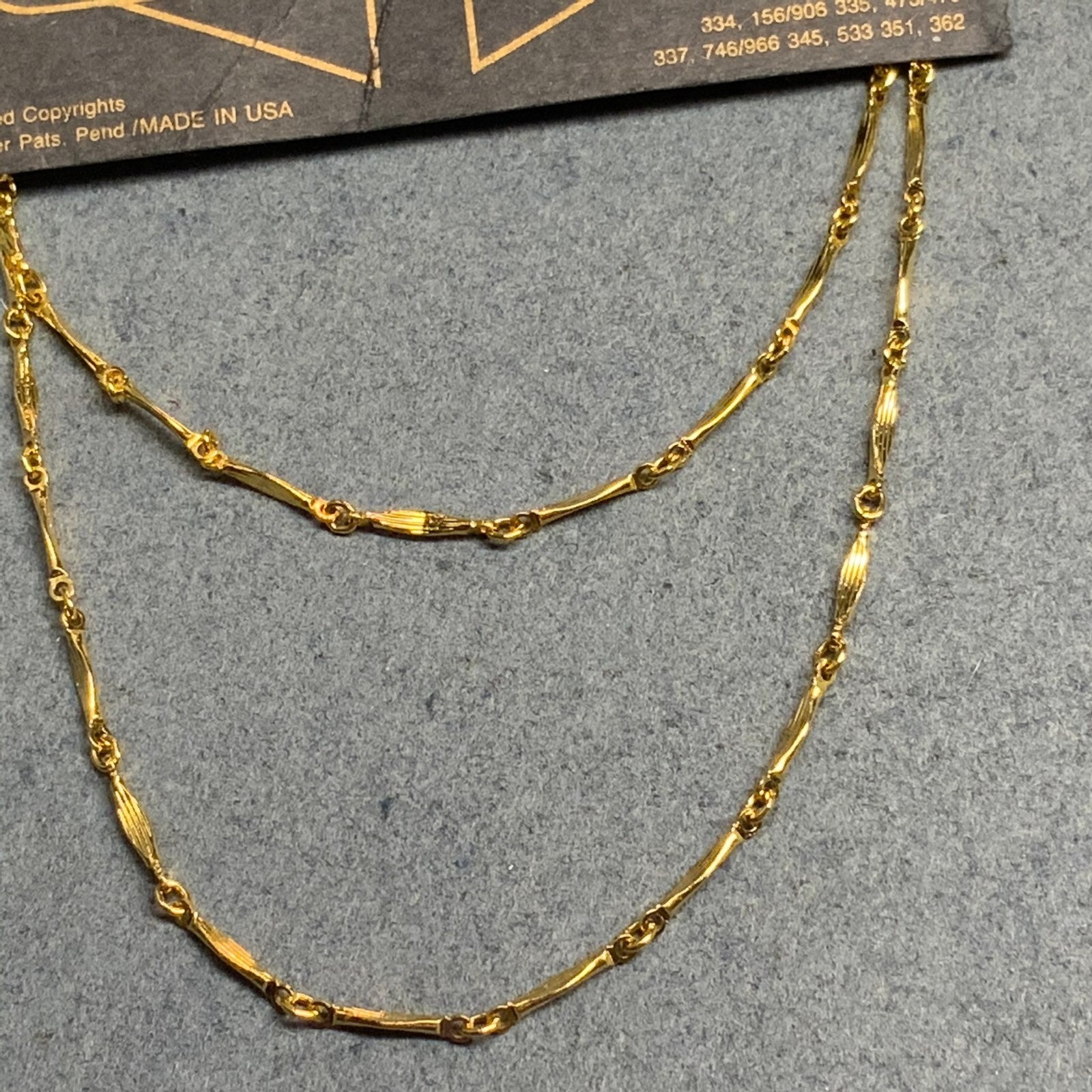 Vintage KollarKeeper Collar Clips Gold Double Chain Pearl Rhinestone New On Card