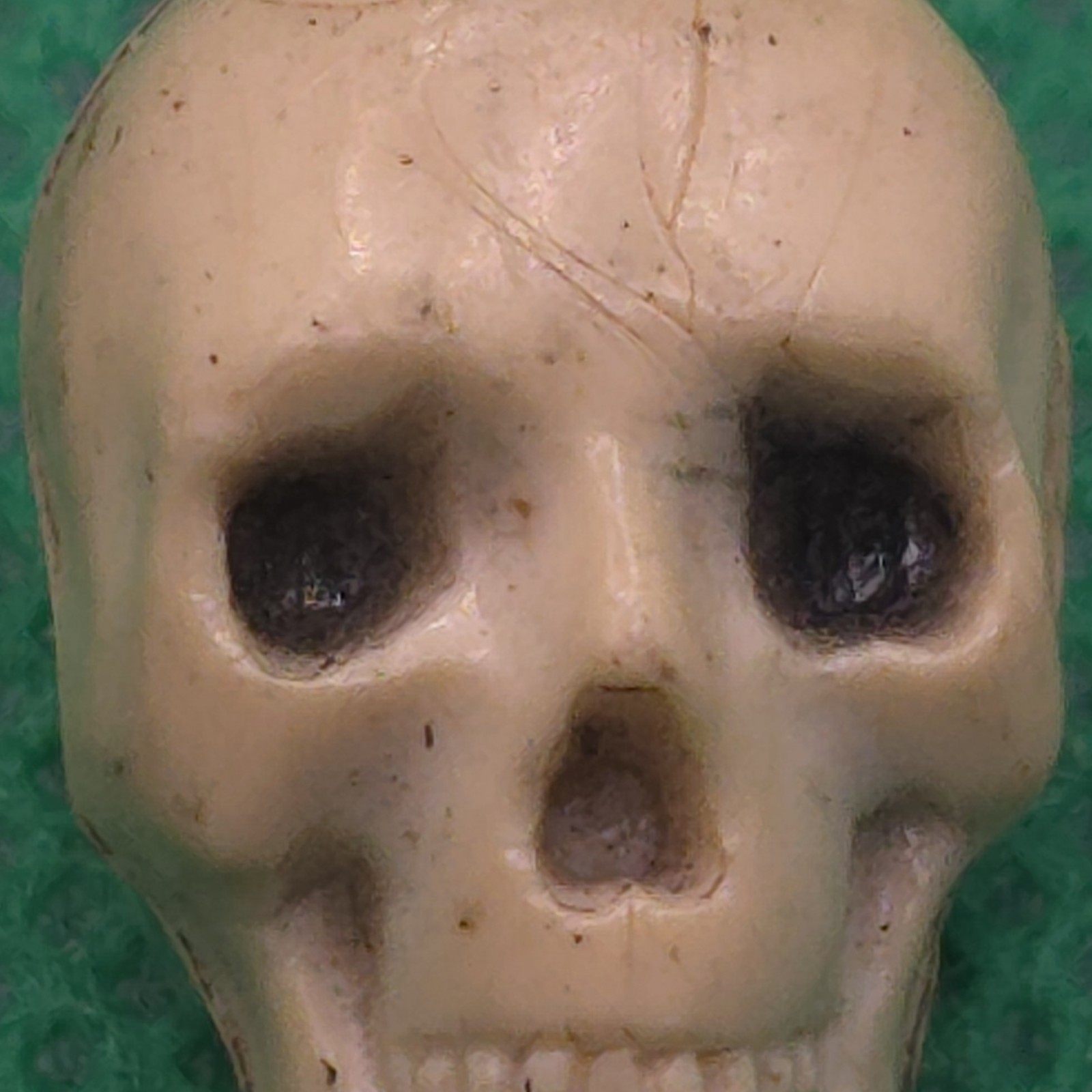 Antique Victorian Celluloid Skull Charm Mourning Pendant Memento Mori 1″
