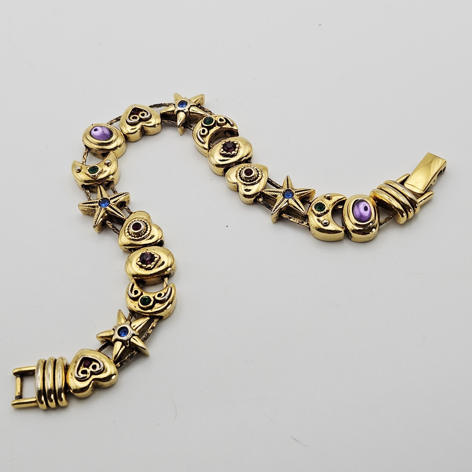 Vintage Goldette Unsigned Victorian Revival 7.5” Slide Bracelet Gold Tone
