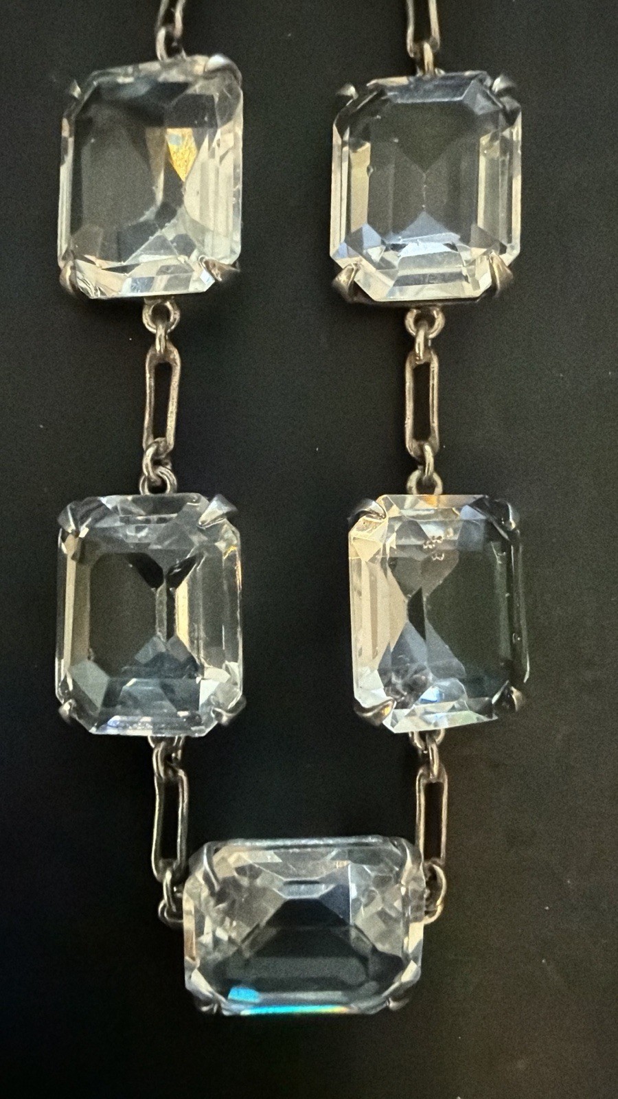 6.75” Bracelet Antique Vintage Art Deco Rock Crystal Quartz Sterling Japan