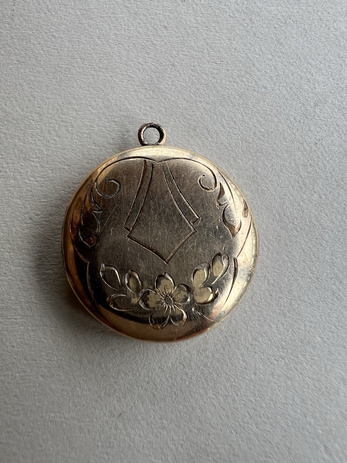 Antique Childs Gold Locket Simple Engraving No Metal Content Marks