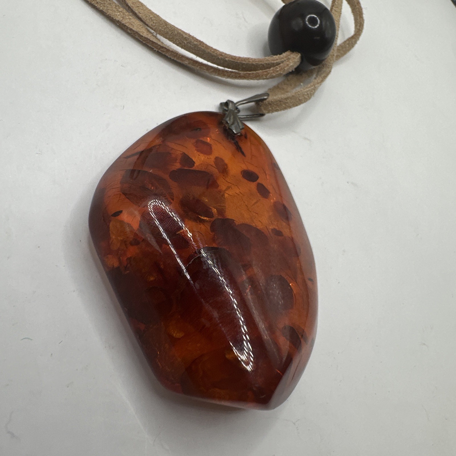 Baltic Amber Dried Plant Resin Adjustable Rope Necklace 925 Bail (22.83g)