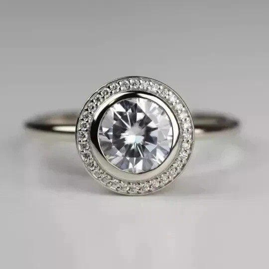 3.50Ct Art Deco Style Lab Created Diamond Halo Engagement 14K White Gold FN Ring