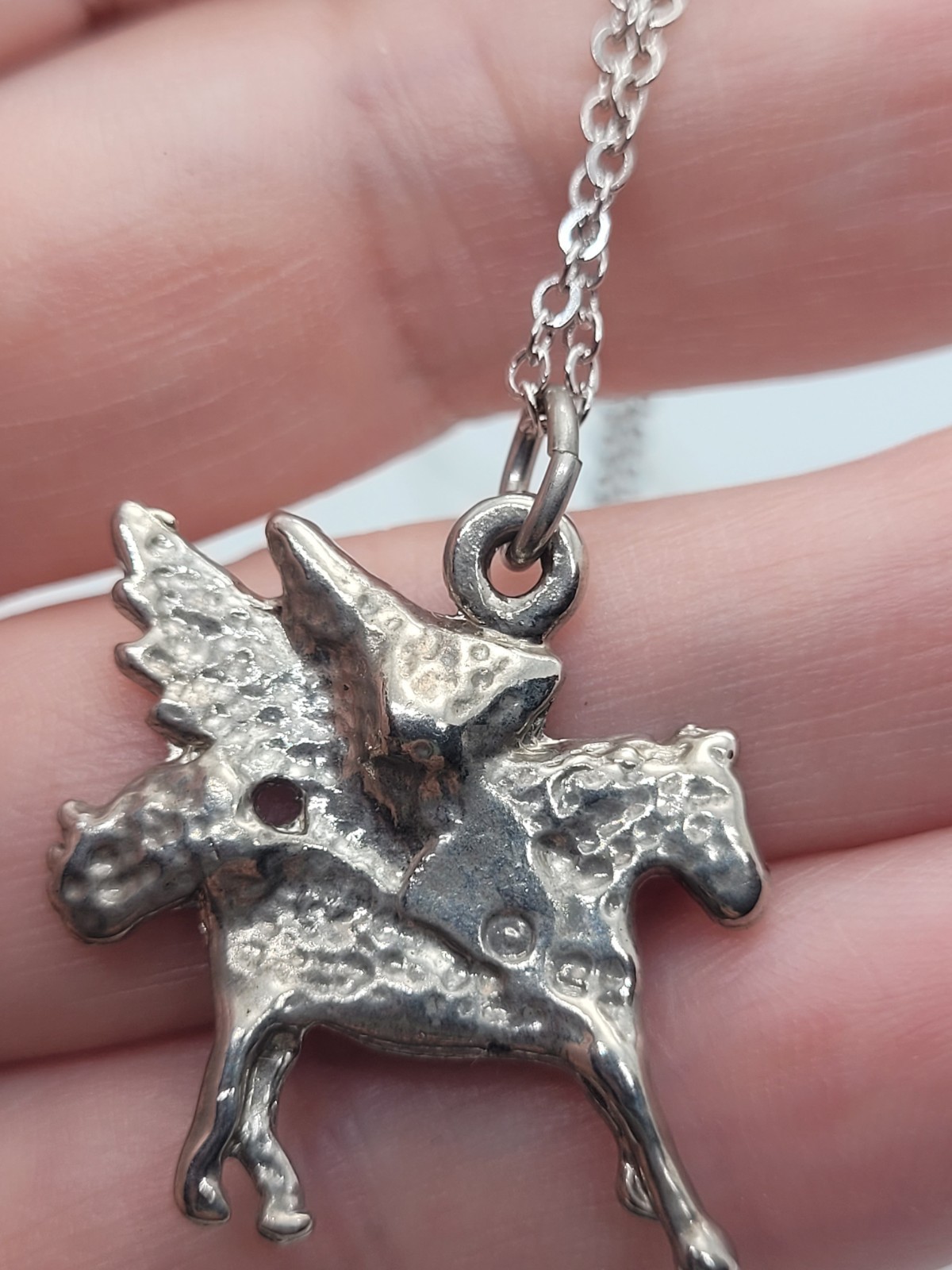 Vintage Set Of 3 Necklace Chain Charm Pedant Crystal Pegasus 16in.