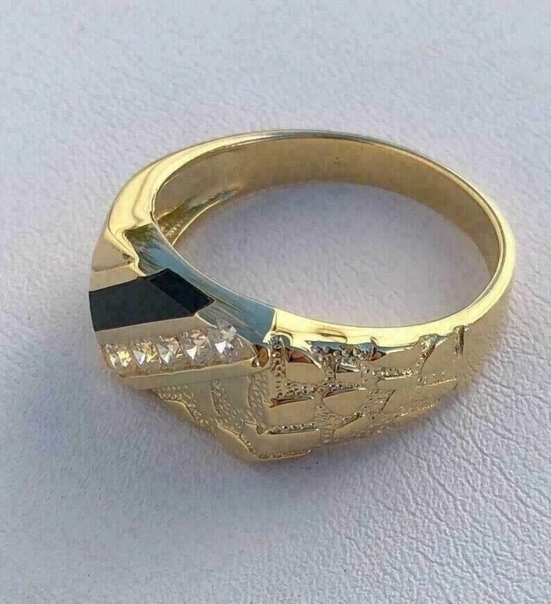 2.5CtArt Deco Round Cut Lab Created Diamond Men’s Anniversary 14K Gold FN Ring