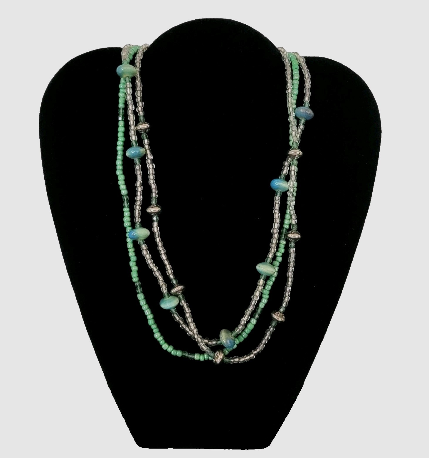 Vintage Beaded Necklace Multi Strand Multiple Style Beaded 18″ Necklace