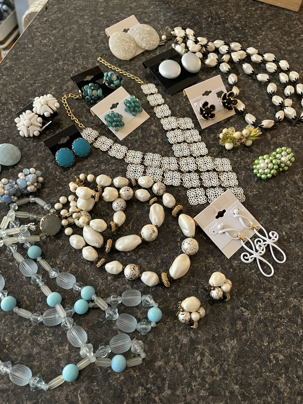Vintage Costume Jewelry Lot Earrings Necklace Vendome West Germany Deauville Etc